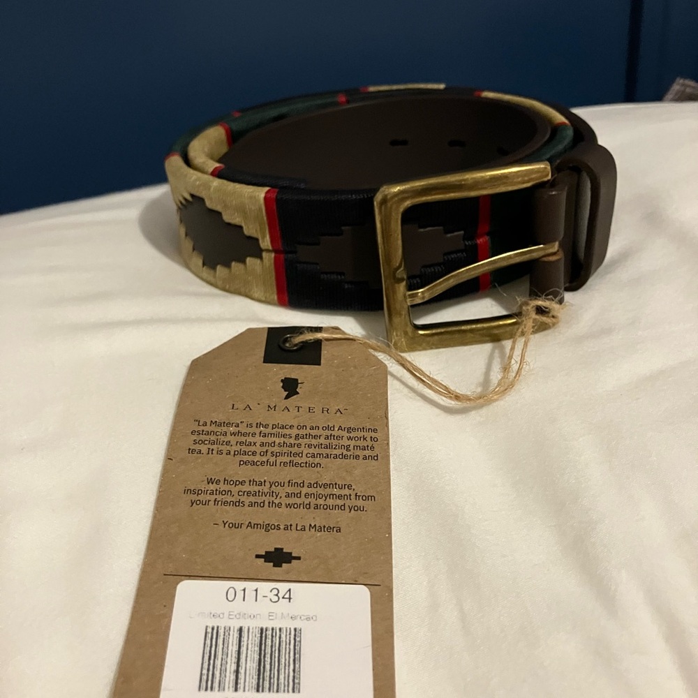 Men's Brown and Red Belt
